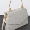 Rhinestone Box Bag with Polished Metal Handle
