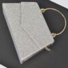 Rhinestone Box Bag with Polished Metal Handle