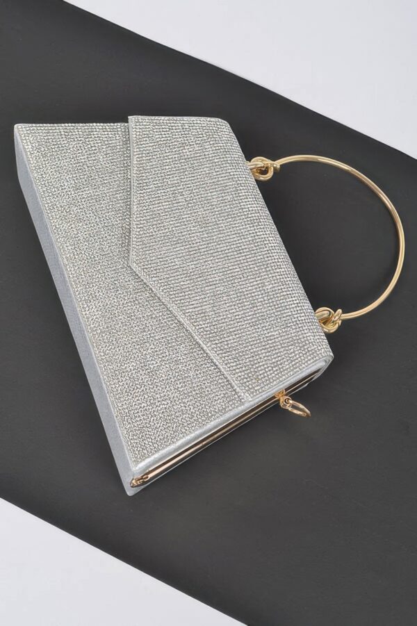 Rhinestone Box Bag with Polished Metal Handle