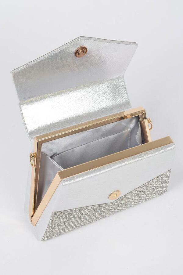 Rhinestone Box Bag with Polished Metal Handle