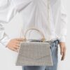 Rhinestone Box Bag with Polished Metal Handle