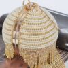 Round Rhinestone Fringe Evening Bag with Pearl Handle