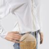 Round Rhinestone Fringe Evening Bag with Pearl Handle