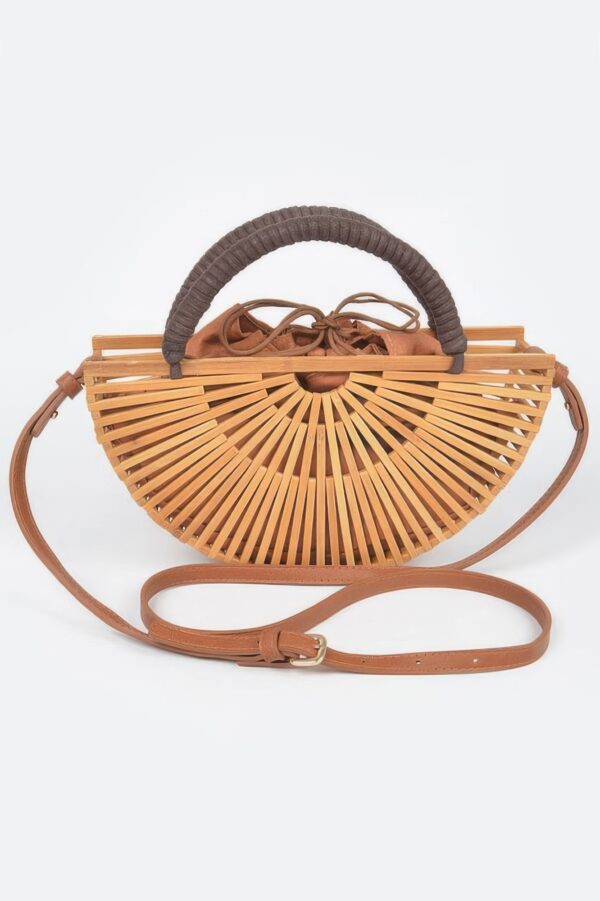 Handmade Bamboo Wide Clutch – Open Weave Neutral