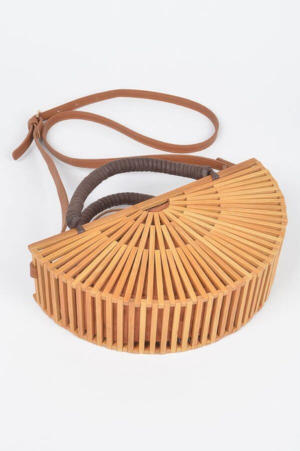 Handmade Bamboo Wide Clutch – Open Weave Neutral