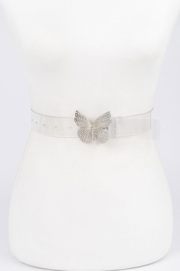 Rhinestone Butterfly Transparent PVC Waist Belt