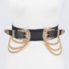Vegan Elastic Belt with Metal Chain Buckle