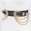 Vegan Elastic Belt with Metal Chain Buckle