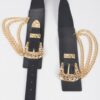 Vegan Elastic Belt with Metal Chain Buckle