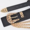 Vegan Elastic Belt with Metal Chain Buckle