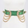 Vegan Elastic Belt with Metal Chain Buckle