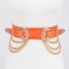 Vegan Elastic Belt with Metal Chain Buckle