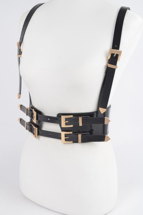 Faux Leather Harness with Structured Silhouette