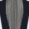 Rhinestone Choker Necklace with Tassel Fringe