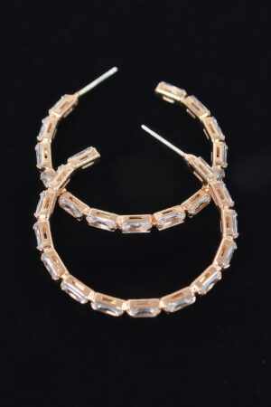Rectangle Stone Hoop Earrings – Geometric Hoops