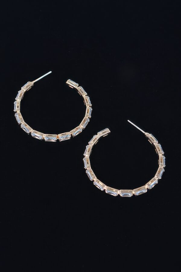 Rectangle Stone Hoop Earrings – Geometric Hoops