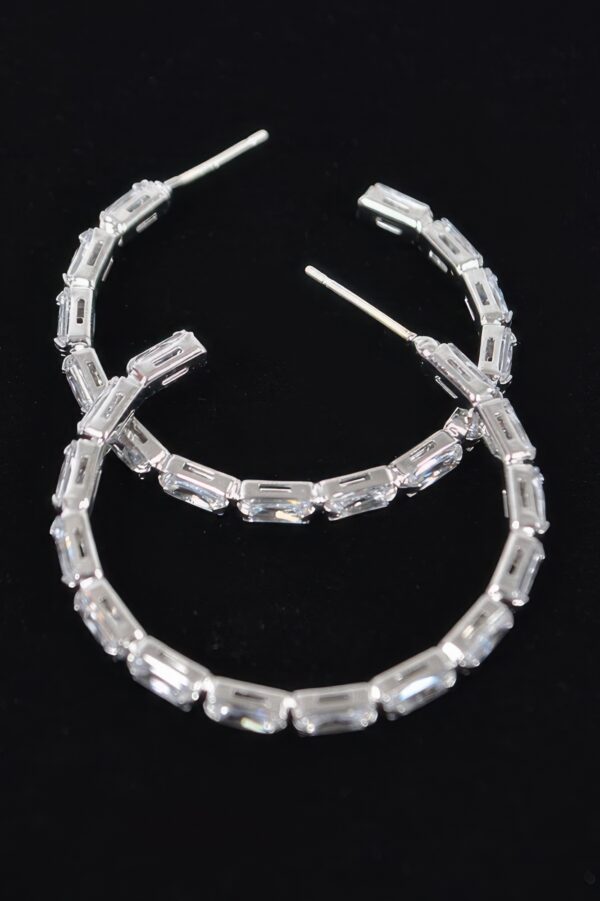 Rectangle Stone Hoop Earrings – Geometric Hoops