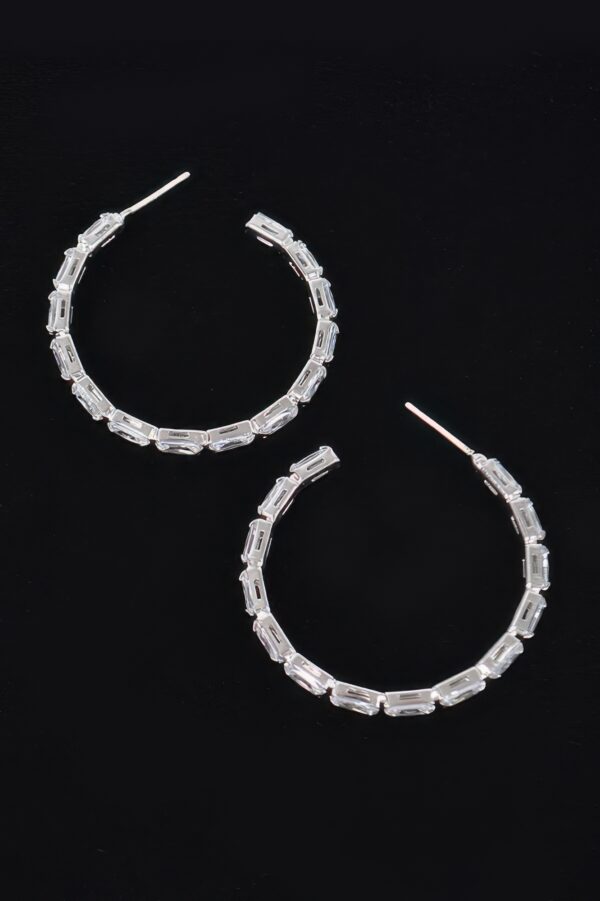 Rectangle Stone Hoop Earrings – Geometric Hoops