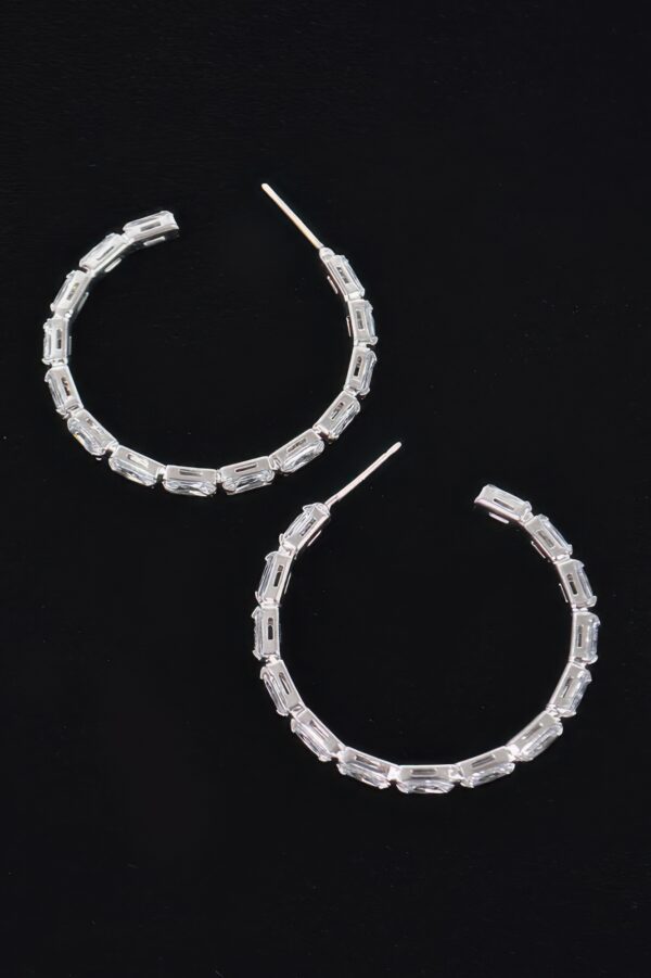 Rectangle Stone Hoop Earrings – Geometric Hoops