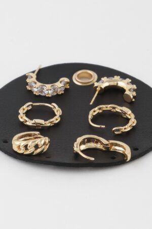 Multi-Jewel Chain Hoop Earring Set – Layered Hoops