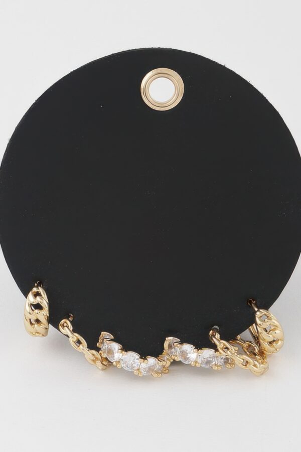 Multi-Jewel Chain Hoop Earring Set – Layered Hoops