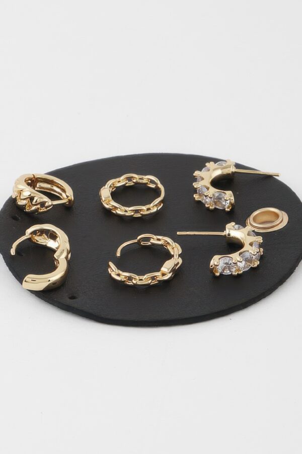 Multi-Jewel Chain Hoop Earring Set – Layered Hoops