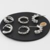 Multi-Jewel Chain Hoop Earring Set – Layered Hoops