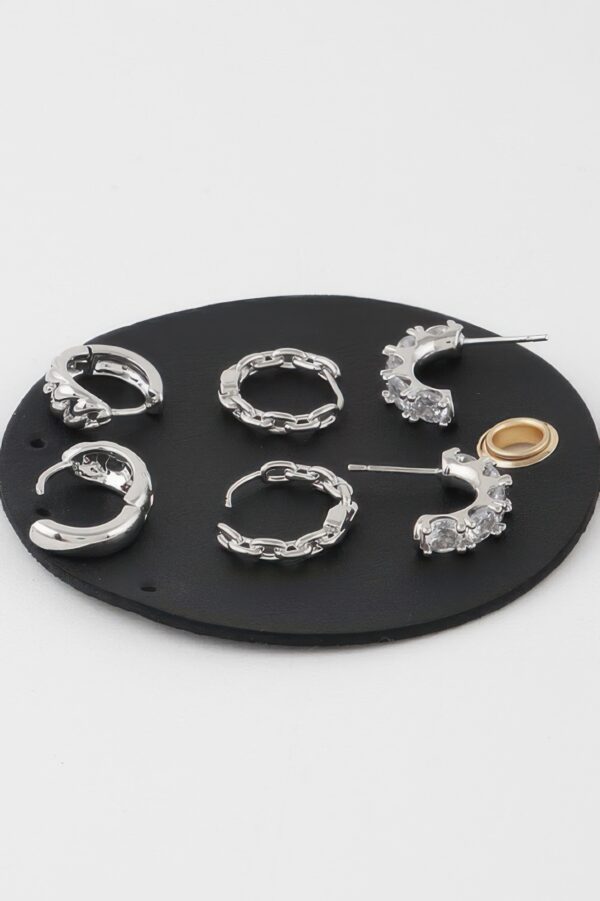 Multi-Jewel Chain Hoop Earring Set – Layered Hoops