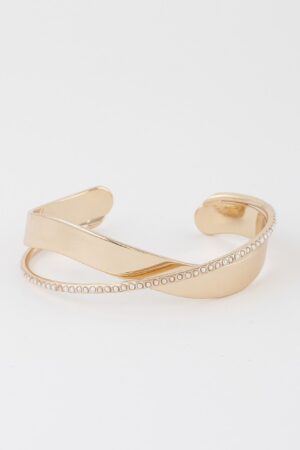Double Pearl Open Cuff Bracelet – Metallic Finish