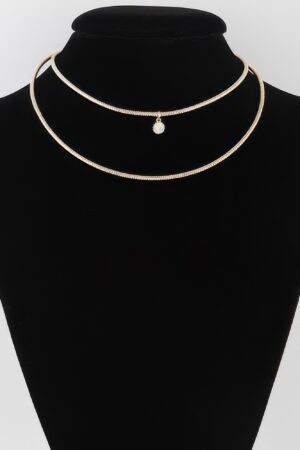 Double-Row Jewel Coil Necklace – Sculptural Shine