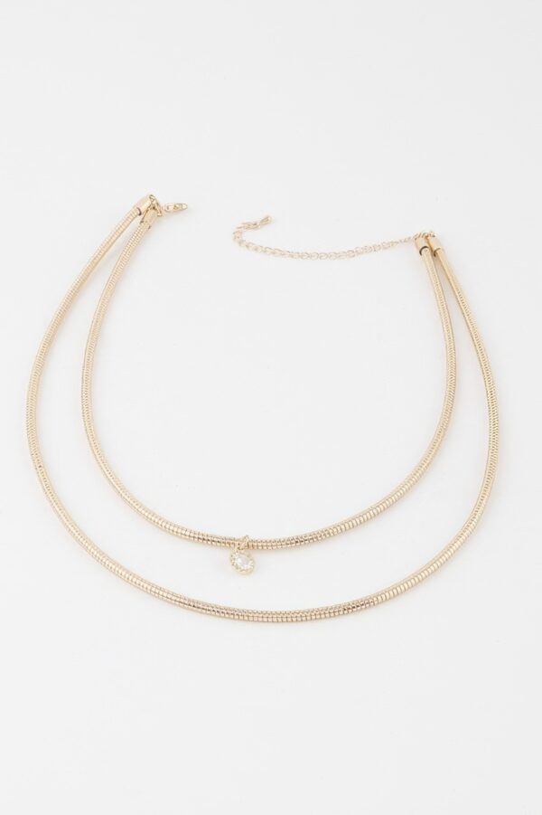 Double-Row Jewel Coil Necklace – Sculptural Shine