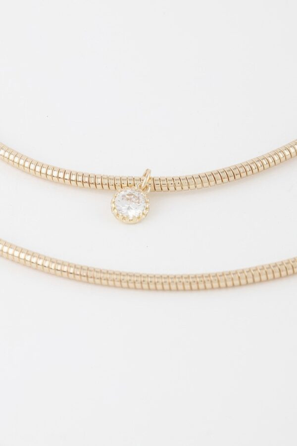 Double-Row Jewel Coil Necklace – Sculptural Shine