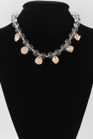 Clear Bead Charm Necklace – Delicate Transparent Design