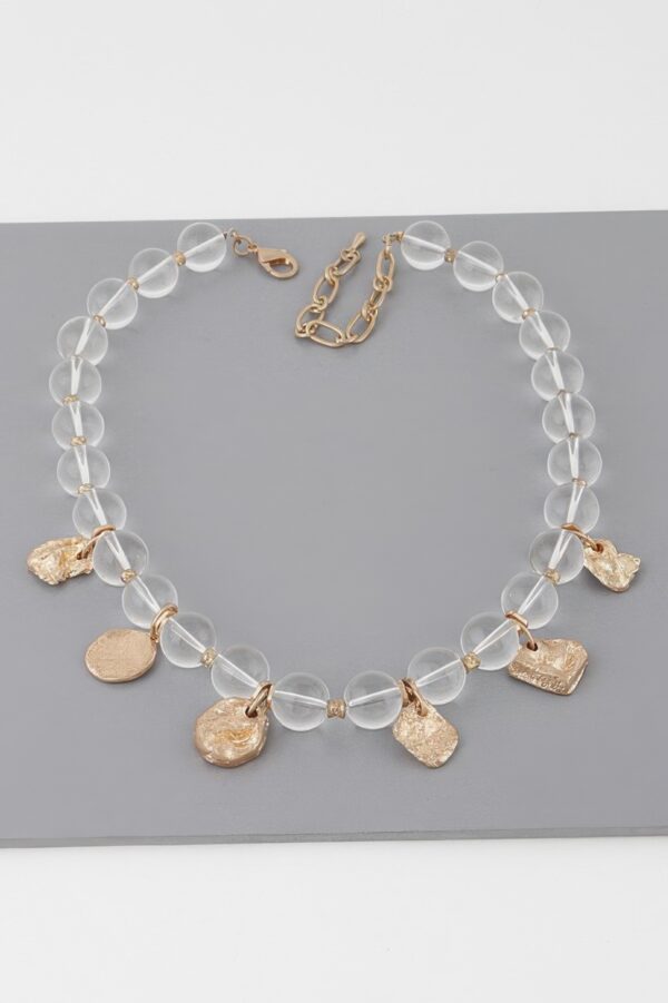 Clear Bead Charm Necklace – Delicate Transparent Design