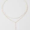 Double Pearl Teardrop Necklace – 14″ Delicate Chain