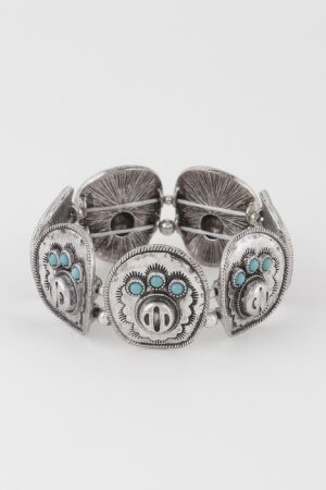 Vintage Stone Plate Cuff Bracelet – Polished Centerpiece