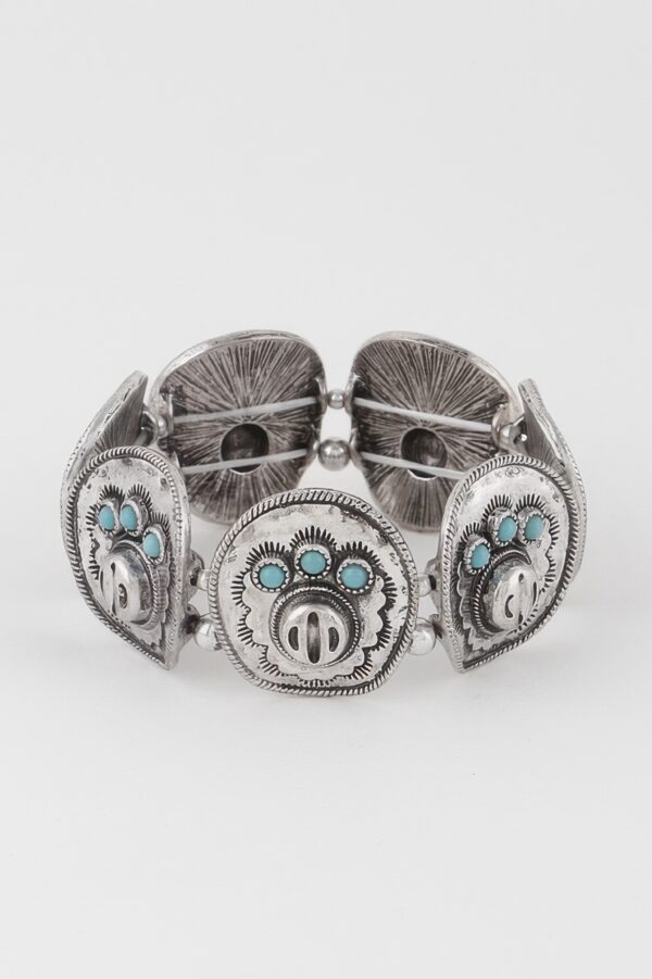 Vintage Stone Plate Cuff Bracelet – Polished Centerpiece
