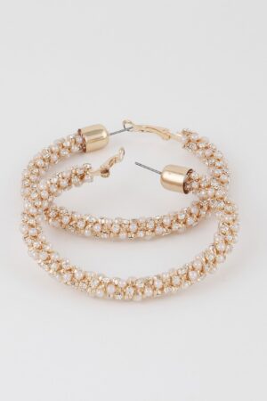 Wide Jeweled Hoop Earrings – Oversized Sparkle Hoops