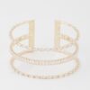 Wide Triple-Crystal Cuff Bracelet – Open-Back