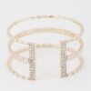 Wide Triple-Crystal Cuff Bracelet – Open-Back
