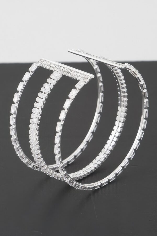 Wide Triple-Crystal Cuff Bracelet – Open-Back