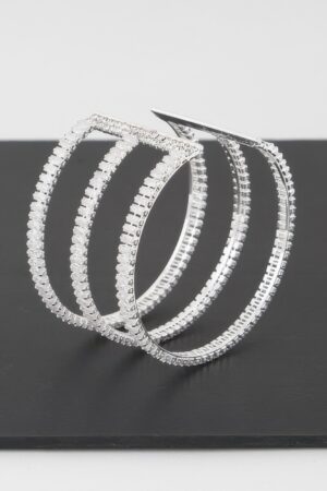 Triple Crystal Open Cuff Bracelet – High-Shine Accent