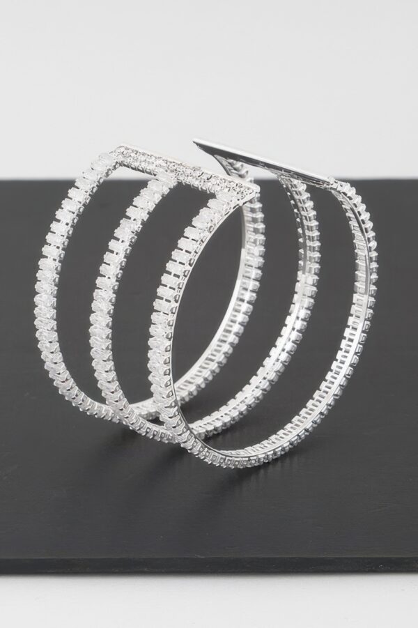 Triple Crystal Open Cuff Bracelet – High-Shine Accent