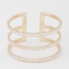 Triple Crystal Open Cuff Bracelet – High-Shine Accent