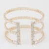 Triple Crystal Open Cuff Bracelet – High-Shine Accent