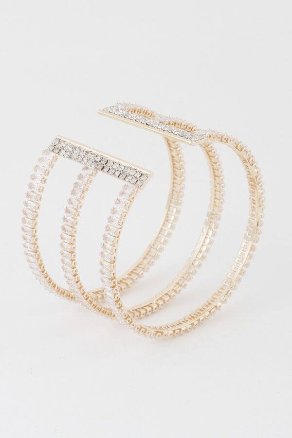 Triple Crystal Open Cuff Bracelet – High-Shine Accent