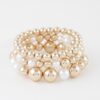 Triple-Row Pearl Beaded Stretch Bracelet