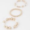 Triple-Row Pearl Beaded Stretch Bracelet