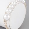 Graduated Pearl Cuff Bracelet with Crystal Accents