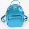 Compact Metallic Backpack with Glossy Finish